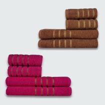 Jogo de Toalhas 8 peça Coleção Montreal 100% Algodão Marrom+Rosa Jogo de Toalhas 8 peça Coleção Montreal 100% Algodão Marrom+Rosa