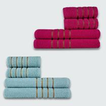 Jogo de Toalhas 8 peça Coleção Montreal 100% Algodão Rosa+Verde