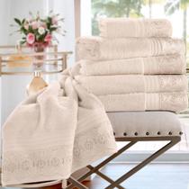 Jogo de Toalhas Banhão 5 Peças Algodão Egípcio Renda 500g/m² Buettner