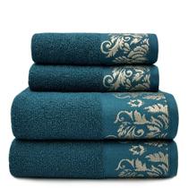 Jogo de Toalhas Banho 04 Peças Azul Petróleo - Viena - (02 Banho + 02 Rosto) - LMpeter