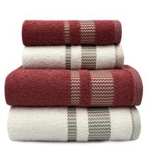 Jogo de Toalhas Banho 04 Peças - Terracota/Branca - Princess - (02 Banho + 02 Rosto) - LMpeter