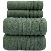 Jogo de Toalhas Banho 4 Peças Orfeu - Verde Moss - (02 Banho + 02 Rosto) - LMpeter