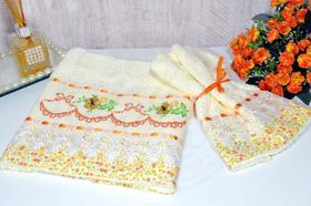 Jogo de Toalhas Bordadas Rosto e Mão - Bruna Jogo de Toalhas Bordadas Rosto e Mão - Bruna