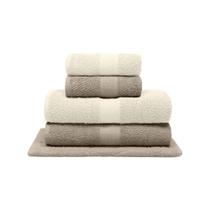 Jogo de Toalhas Bouton Natural Bege/Creme 5Pçs Jogo de Toalhas Bouton Natural Bege/Creme 5Pçs