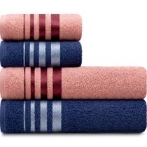 Jogo de Toalhas de Algodão 4 Peças Banho e Rosto Karsten - Emcompre Jogo de Toalhas de Algodão 4 Peças Banho e Rosto Karsten - Emcompre