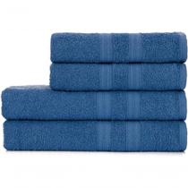 Jogo De Toalhas De Banho 4 Peças 100% Algodão Alta Absorção (2 Banho + 2 Rosto ) Padrão Hotel/pousada - Azul Jogo De Toalhas De Banho 4 Peças 100% Algodão Alta Absorção (2 Banho + 2 Rosto ) Padrão Hotel/pousada - Azul