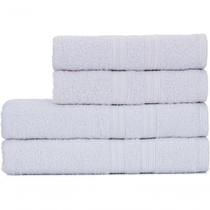 Jogo De Toalhas De Banho 4 Peças 100% Algodão Alta Absorção (2 Banho + 2 Rosto ) Padrão Hotel/pousada - Branca. - elegância garantida!