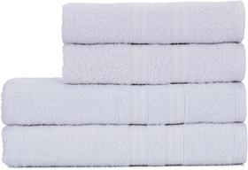 Jogo de Toalhas de Banho 4 Peças 100% Algodão Alta Absorção (2 Banho + 2 Rosto ) Padrão Hotel/Pousada - Branca