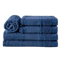 Jogo de toalhas de banho 5 peças 100% Algodão com Barrado para Bordar Slim Plus - Dark Blue Azul