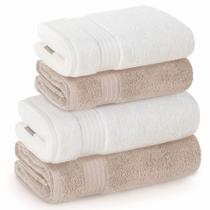 Jogo de Toalhas de Banho com 04 Peças Magna Aura e Branco - Karsten
