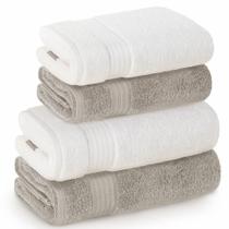 Jogo de Toalhas de Banho com 04 Peças Magna Lunar e Branco - Karsten