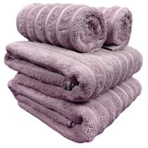 Jogo De Toalhas de Banho Corttex 4 pçs Wave Ondulado 100% Algodão Jacquard Macio