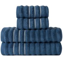 Jogo De Toalhas De Banho e Rosto 4 Pçs Ondulado Wave Algodão Azul Corttex Jogo De Toalhas De Banho e Rosto 4 Pçs Ondulado Wave Algodão Azul Corttex