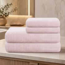Jogo de Toalhas de Banho e Rosto Camesa Velour Nanosoft 4 Peças , 100 Algodão