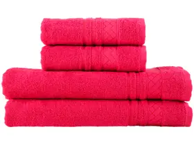 Jogo de Toalhas de Banho e Rosto Dohler Algodão Premium Vermelho 4 Peças