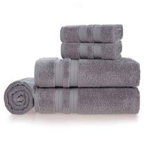 Jogo de Toalhas de Banho Gigante com 05 Peças Fio Penteado Unika Cinza Urbano - Karsten