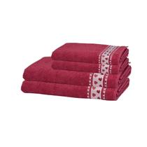 Jogo De Toalhas Dhler Jacquard Premium Corações Banho 4 Pçs Jogo De Toalhas Dhler Jacquard Premium Corações Banho 4 Pçs