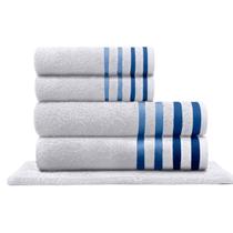 Jogo de Toalhas Gigante 05 Peças 100% Algodão Listras Jacquard