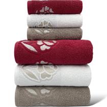 Jogo de Toalhas Gigante / Banhão 06 Peças - Vermelha/Branca/Bege - Guadalupe - (3 Banho+3 Rosto) LMpeter Jogo de Toalhas Gigante / Banhão 06 Peças - Vermelha/Branca/Bege - Guadalupe - (3 Banho+3 Rosto) LMpeter