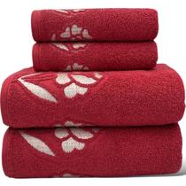 Jogo de Toalhas Gigante / Banhão 4 Peças Guadalupe Vermelho - (02 Banho + 02 Rosto) - LMpeter