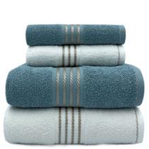 Jogo de Toalhas Gigante / Banhão 4 Peças Quasar - Azul/Branca - (02 Banho + 02 Rosto) - LMpeter