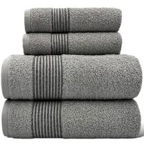 Jogo de Toalhas Gigante / Banhão 4 Peças Tomie - Cinza Claro - (02 Banho + 02 Rosto) - LMpeter