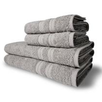 Jogo De Toalhas Itália Soft 4 Pçs - 2 Banho E 2 Rosto 430g/m² 100% Algodão - Cinza Jogo De Toalhas Itália Soft 4 Pçs - 2 Banho E 2 Rosto 430g/m² 100% Algodão - Cinza