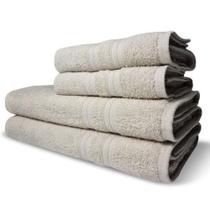 Jogo De Toalhas Itália Soft 4 Pçs - 2 Banho E 2 Rosto 430g-m² 100% Algodão com estilo na cor Bege. Jogo De Toalhas Itália Soft 4 Pçs - 2 Banho E 2 Rosto 430g-m² 100% Algodão com estilo na cor Bege.