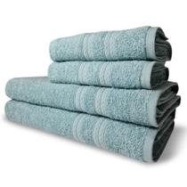 Jogo De Toalhas Itália Soft 4 Pçs - 2 Banho E 2 Rosto 430g/m² 100% Algodão - Verde