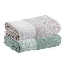 Jogo de Toalhas Medalhão Banho Algodão 02 Pçs 70x140 Corttex