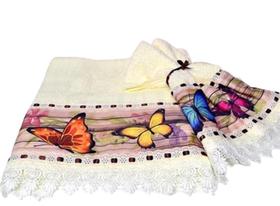 Jogo De Toalhas Rosto E Mão - Borboletas Jogo De Toalhas Rosto E Mão - Borboletas