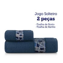 Jogo de Toalhas Teka Diamante 2 Peças 1 Banho e 1 Rosto Cor Azul