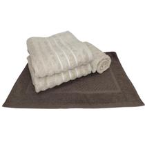 Jogo de Toalhas Wave Banho 4 peças Algodão Jacquard Bege Marrom Corttex Jogo de Toalhas Wave Banho 4 peças Algodão Jacquard Bege Marrom Corttex