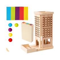Jogo De Torre De Bastões De Madeira Montessori Com Dados, Brinquedo Educacional De Matemática Para