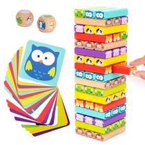 Jogo de Torre de Madeira Tumble Tower Nene Toys - Animais e Cores