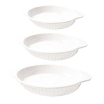 Jogo De Travessas Melamina Oval Branca 3 Peças