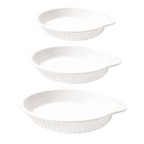 Jogo De Travessas Melamina Oval Branca 3 Peças