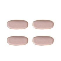 Jogo De Travessas Oval Rasa Pequena Orgânico Litchi Kit 4 Un
