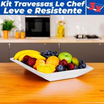 Jogo De Travessas Retangulares Bandeja P/ Servir Le Chef 34x18 3 UN Jogo De Travessas Retangulares Bandeja P/ Servir Le Chef 34x18 3 UN