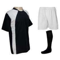 Jogo de Uniforme Completo 20+1 Preto/Branco