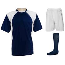 Jogo de Uniforme Completo 20+2 Azul Marinho/Branco