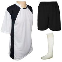 Jogo de Uniforme Completo 20+2 Branco/Preto