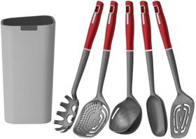 Jogo De Utensílios 5 Peças Com Suporte Nylon Tramontina Jogo De Utensílios 5 Peças Com Suporte Nylon Tramontina
