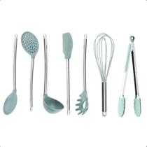 Jogo De Utensílios Cozinha Brinox Silicone Kit 7 Peças Verde