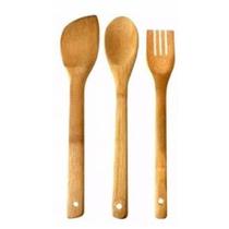Jogo de Utensílios de Bamboo 3 Peças Naturais Jogo de Utensílios de Bamboo 3 Peças Naturais