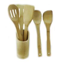 Jogo de Utensílios de Cozinha em Bambu 5 Peças e Suporte - Dolce Home Jogo de Utensílios de Cozinha em Bambu 5 Peças e Suporte - Dolce Home