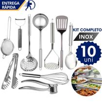 Jogo de Utensílios de Cozinha Inox 10 Peças Kit Cozinha Achadinhos Jogo de Utensílios de Cozinha Inox 10 Peças Kit Cozinha Achadinhos
