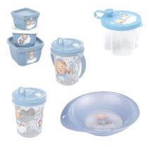 Jogo de utensílios de menino azul para alimentação do bebê - Plasútil Jogo de utensílios de menino azul para alimentação do bebê - Plasútil