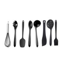 Jogo de Utensílios de Silicone Preto 8 peças Colher Concha