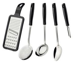 Jogo de Utensílios Easy em Aço Inox com Cabo Polipropileno 5 Peças Preto Tramontina Jogo de Utensílios Easy em Aço Inox com Cabo Polipropileno 5 Peças Preto Tramontina